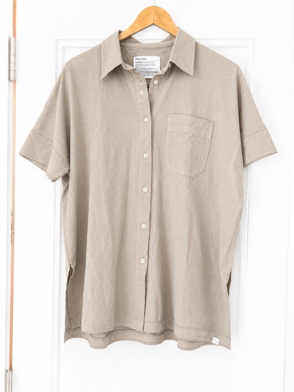 Ministry of Supply Hybrid Seersucker Button Front Shirt Size L